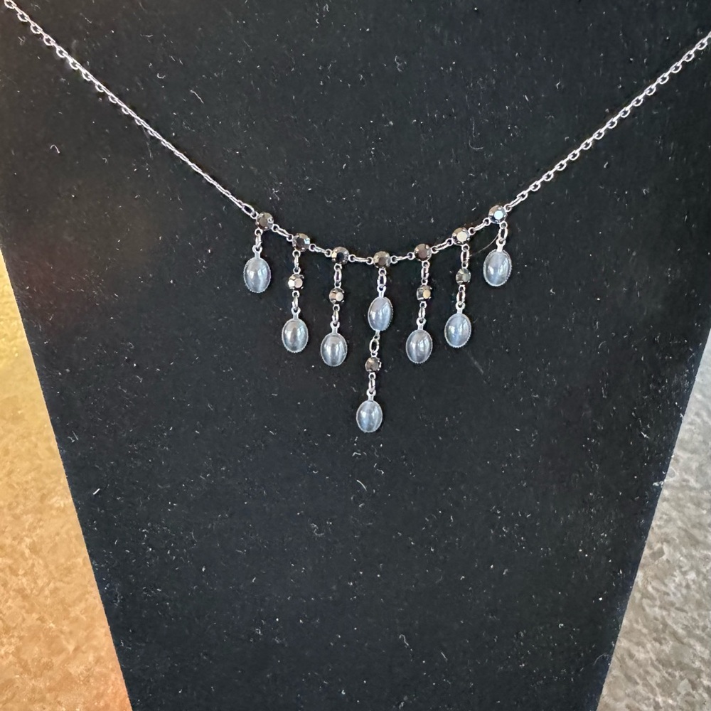 Park Lane Silver Necklace with Pearl Drops